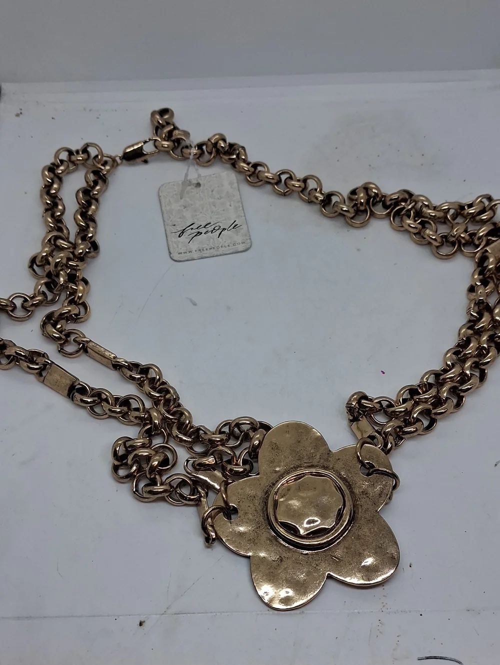 NWT Free People Gold Flower Chain Belt